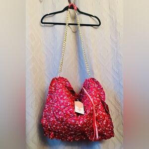 Selkie sample pillow purse; red floral print